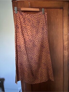 Marine Layer Rust Midi Skirt with Black Dot Print